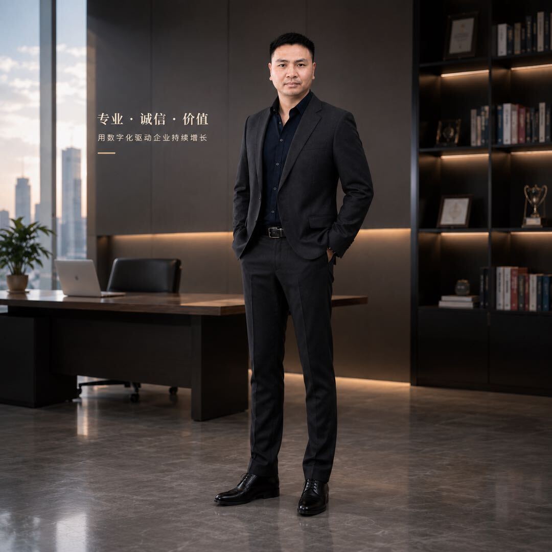 潘旭光在办公室，技术型企业家与 AI 数字化实践者